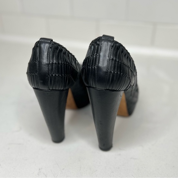 Authentic Dior Black Vintage Braided Leather Pumps 37.5 - Picture 2 of 6